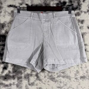 SPANX Stretch Twill Shorts Womens Size Medium Gray Silver Pull On Comfort
